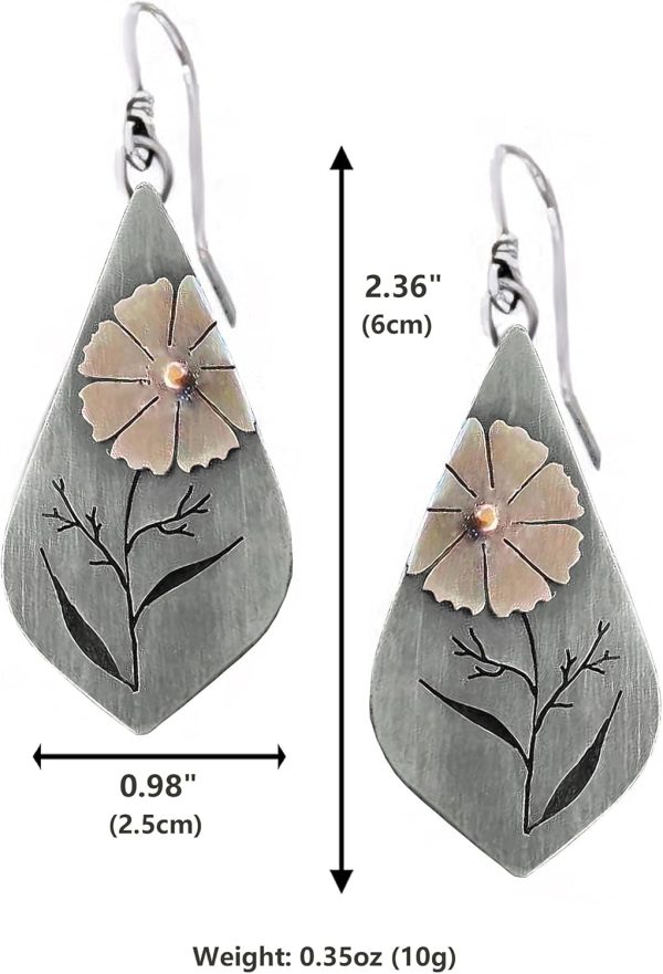 Boho Earrings, Statement Earrings, Teardrop Sunflower Earrings, Dangle Ethnic Earrings for Women, Handmade Bohemian Trendy Boho Vintage Jewelry - Image 8