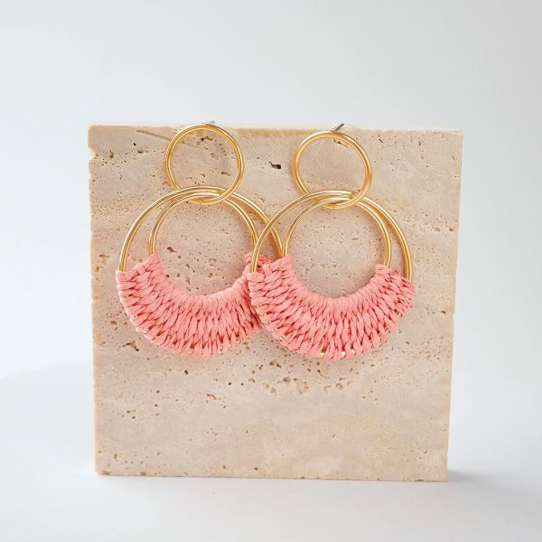 Raffia Hoop Earrings for Women Fun Boho Summer Beach Earrings Lightweight Handmade Straw Wicker Rattan Dangle Earrings Statement Geometric Round Drop Earrings - Image 91