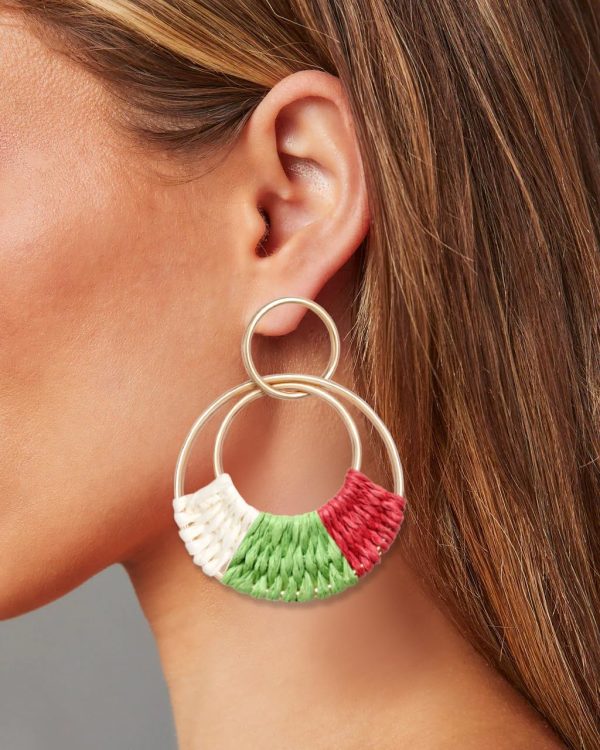 Raffia Hoop Earrings for Women Fun Boho Summer Beach Earrings Lightweight Handmade Straw Wicker Rattan Dangle Earrings Statement Geometric Round Drop Earrings - Image 96