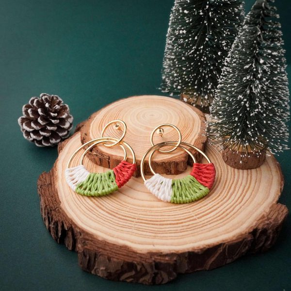 Raffia Hoop Earrings for Women Fun Boho Summer Beach Earrings Lightweight Handmade Straw Wicker Rattan Dangle Earrings Statement Geometric Round Drop Earrings - Image 97