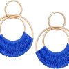 Raffia Hoop Earrings for Women Fun Boho Summer Beach Earrings Lightweight Handmade Straw Wicker Rattan Dangle Earrings Statement Geometric Round Drop Earrings - Image 101
