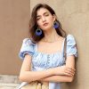 Raffia Hoop Earrings for Women Fun Boho Summer Beach Earrings Lightweight Handmade Straw Wicker Rattan Dangle Earrings Statement Geometric Round Drop Earrings - Image 102