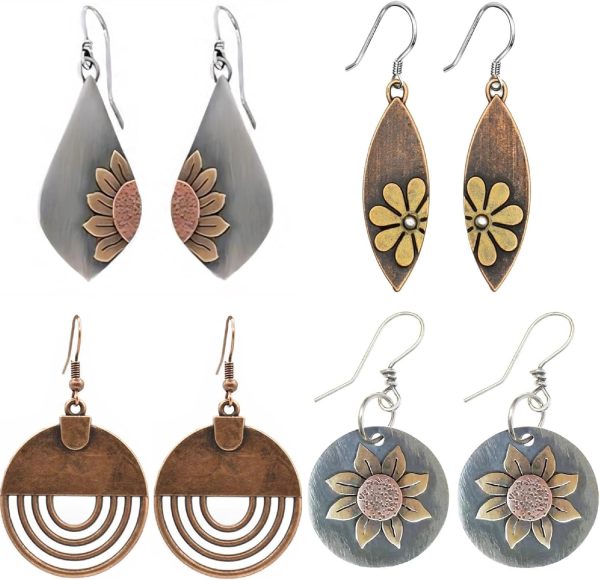 Boho Earrings, Statement Earrings, Teardrop Sunflower Earrings, Dangle Ethnic Earrings for Women, Handmade Bohemian Trendy Boho Vintage Jewelry - Image 27