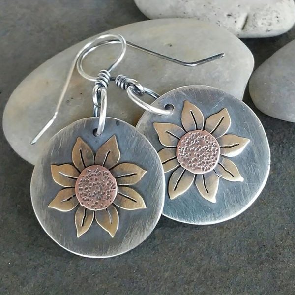 Boho Earrings, Statement Earrings, Teardrop Sunflower Earrings, Dangle Ethnic Earrings for Women, Handmade Bohemian Trendy Boho Vintage Jewelry - Image 29
