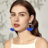 Raffia Hoop Earrings for Women Fun Boho Summer Beach Earrings Lightweight Handmade Straw Wicker Rattan Dangle Earrings Statement Geometric Round Drop Earrings - Image 106