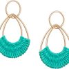 Raffia Hoop Earrings for Women Fun Boho Summer Beach Earrings Lightweight Handmade Straw Wicker Rattan Dangle Earrings Statement Geometric Round Drop Earrings - Image 107