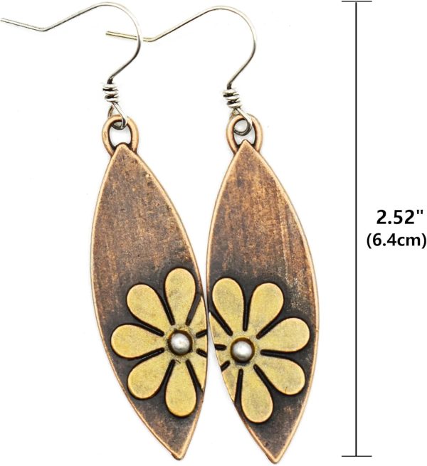 Boho Earrings, Statement Earrings, Teardrop Sunflower Earrings, Dangle Ethnic Earrings for Women, Handmade Bohemian Trendy Boho Vintage Jewelry - Image 32