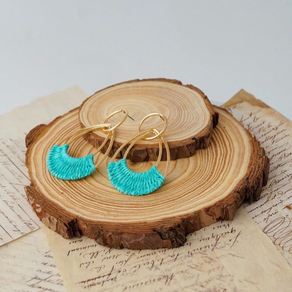 Raffia Hoop Earrings for Women Fun Boho Summer Beach Earrings Lightweight Handmade Straw Wicker Rattan Dangle Earrings Statement Geometric Round Drop Earrings - Image 111
