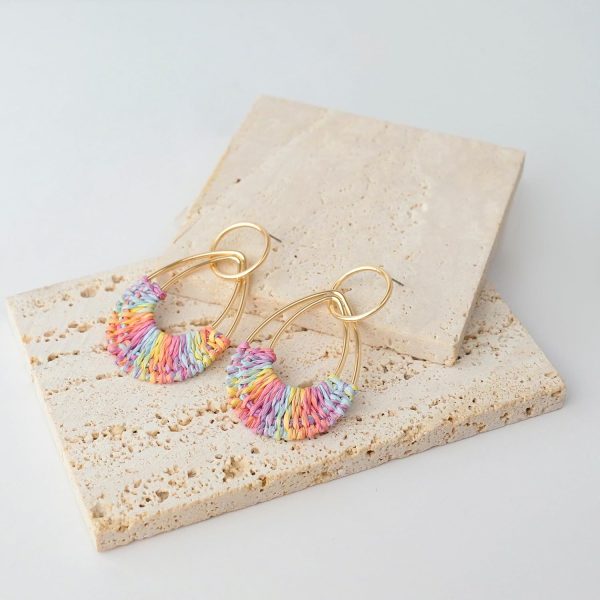 Raffia Hoop Earrings for Women Fun Boho Summer Beach Earrings Lightweight Handmade Straw Wicker Rattan Dangle Earrings Statement Geometric Round Drop Earrings - Image 115