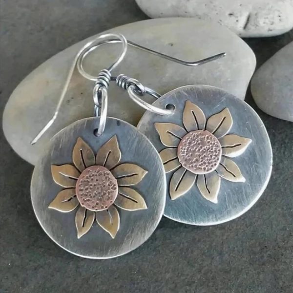 Boho Earrings, Statement Earrings, Teardrop Sunflower Earrings, Dangle Ethnic Earrings for Women, Handmade Bohemian Trendy Boho Vintage Jewelry - Image 45