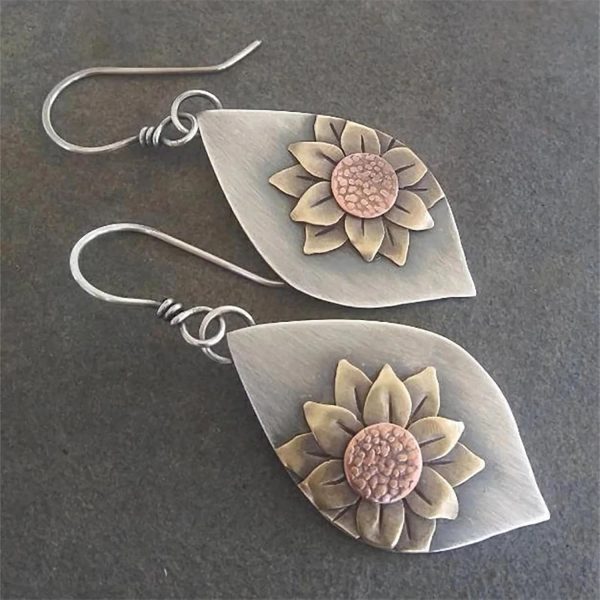 Boho Earrings, Statement Earrings, Teardrop Sunflower Earrings, Dangle Ethnic Earrings for Women, Handmade Bohemian Trendy Boho Vintage Jewelry - Image 47