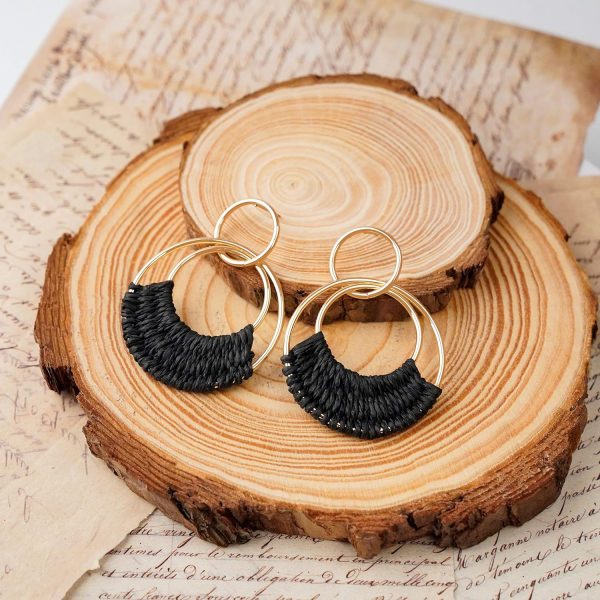 Raffia Hoop Earrings for Women Fun Boho Summer Beach Earrings Lightweight Handmade Straw Wicker Rattan Dangle Earrings Statement Geometric Round Drop Earrings - Image 126