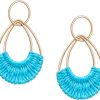 Raffia Hoop Earrings for Women Fun Boho Summer Beach Earrings Lightweight Handmade Straw Wicker Rattan Dangle Earrings Statement Geometric Round Drop Earrings - Image 130