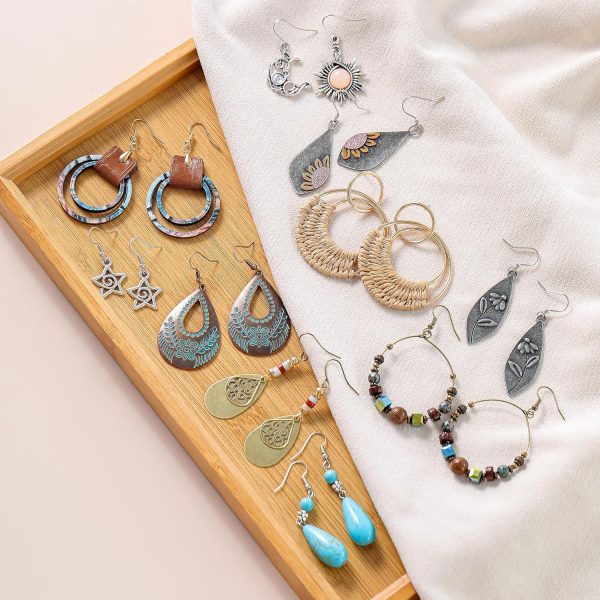 Boho Earrings, Statement Earrings, Teardrop Sunflower Earrings, Dangle Ethnic Earrings for Women, Handmade Bohemian Trendy Boho Vintage Jewelry - Image 59