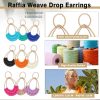 Raffia Hoop Earrings for Women Fun Boho Summer Beach Earrings Lightweight Handmade Straw Wicker Rattan Dangle Earrings Statement Geometric Round Drop Earrings - Image 135