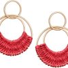 Raffia Hoop Earrings for Women Fun Boho Summer Beach Earrings Lightweight Handmade Straw Wicker Rattan Dangle Earrings Statement Geometric Round Drop Earrings - Image 136