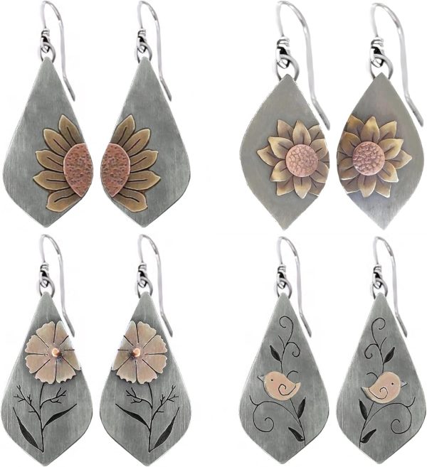Boho Earrings, Statement Earrings, Teardrop Sunflower Earrings, Dangle Ethnic Earrings for Women, Handmade Bohemian Trendy Boho Vintage Jewelry - Image 62