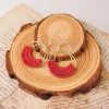 Raffia Hoop Earrings for Women Fun Boho Summer Beach Earrings Lightweight Handmade Straw Wicker Rattan Dangle Earrings Statement Geometric Round Drop Earrings - Image 138