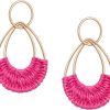Raffia Hoop Earrings for Women Fun Boho Summer Beach Earrings Lightweight Handmade Straw Wicker Rattan Dangle Earrings Statement Geometric Round Drop Earrings - Image 142