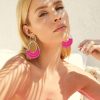Raffia Hoop Earrings for Women Fun Boho Summer Beach Earrings Lightweight Handmade Straw Wicker Rattan Dangle Earrings Statement Geometric Round Drop Earrings - Image 143