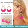 Raffia Hoop Earrings for Women Fun Boho Summer Beach Earrings Lightweight Handmade Straw Wicker Rattan Dangle Earrings Statement Geometric Round Drop Earrings - Image 144