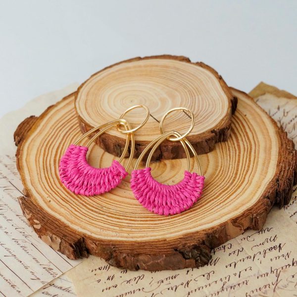Raffia Hoop Earrings for Women Fun Boho Summer Beach Earrings Lightweight Handmade Straw Wicker Rattan Dangle Earrings Statement Geometric Round Drop Earrings - Image 145