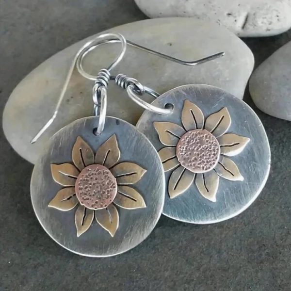 Boho Earrings, Statement Earrings, Teardrop Sunflower Earrings, Dangle Ethnic Earrings for Women, Handmade Bohemian Trendy Boho Vintage Jewelry - Image 82