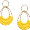 Raffia Hoop Earrings for Women Fun Boho Summer Beach Earrings Lightweight Handmade Straw Wicker Rattan Dangle Earrings Statement Geometric Round Drop Earrings - Image 158
