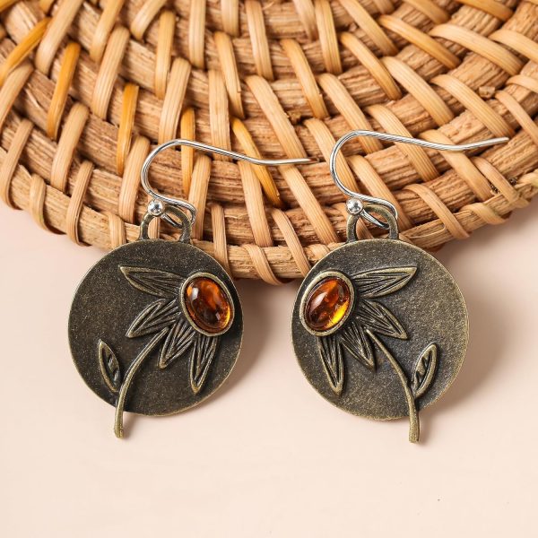Boho Earrings, Statement Earrings, Teardrop Sunflower Earrings, Dangle Ethnic Earrings for Women, Handmade Bohemian Trendy Boho Vintage Jewelry - Image 85