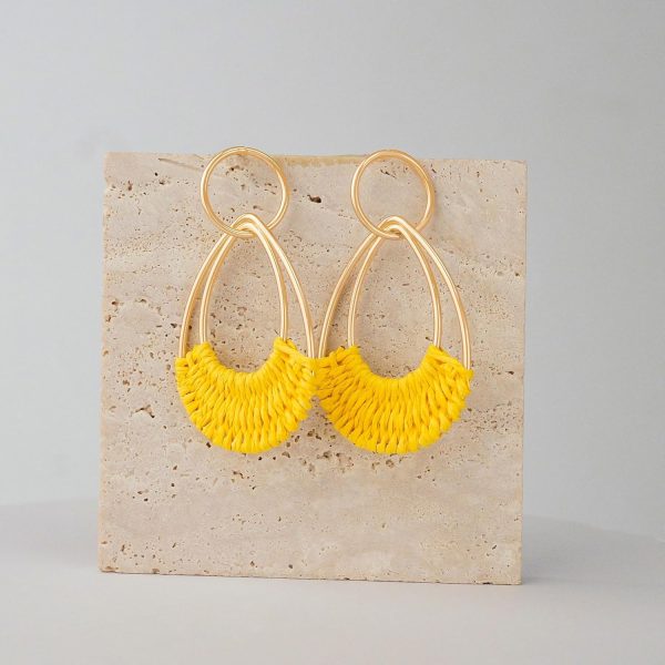 Raffia Hoop Earrings for Women Fun Boho Summer Beach Earrings Lightweight Handmade Straw Wicker Rattan Dangle Earrings Statement Geometric Round Drop Earrings - Image 161