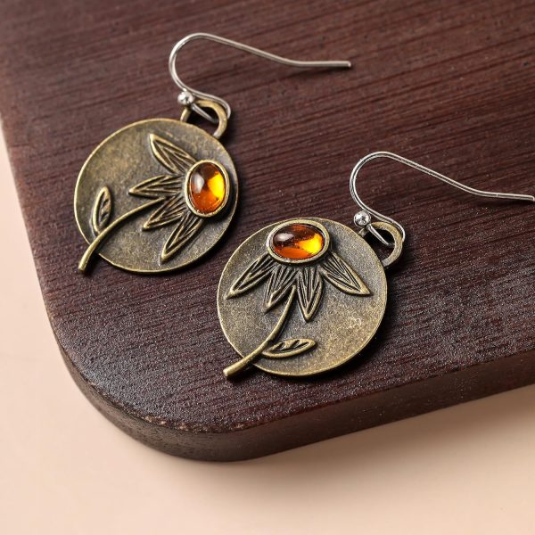 Boho Earrings, Statement Earrings, Teardrop Sunflower Earrings, Dangle Ethnic Earrings for Women, Handmade Bohemian Trendy Boho Vintage Jewelry - Image 87