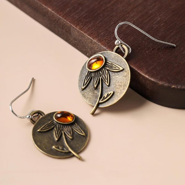 Boho Earrings, Statement Earrings, Teardrop Sunflower Earrings, Dangle Ethnic Earrings for Women, Handmade Bohemian Trendy Boho Vintage Jewelry - Image 88