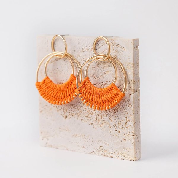 Raffia Hoop Earrings for Women Fun Boho Summer Beach Earrings Lightweight Handmade Straw Wicker Rattan Dangle Earrings Statement Geometric Round Drop Earrings - Image 165