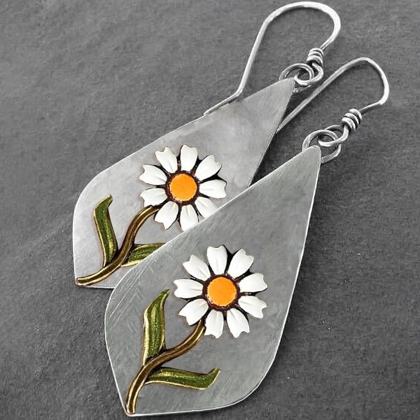 Boho Earrings, Statement Earrings, Teardrop Sunflower Earrings, Dangle Ethnic Earrings for Women, Handmade Bohemian Trendy Boho Vintage Jewelry - Image 91