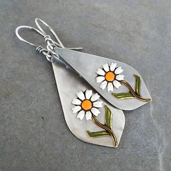 Boho Earrings, Statement Earrings, Teardrop Sunflower Earrings, Dangle Ethnic Earrings for Women, Handmade Bohemian Trendy Boho Vintage Jewelry - Image 92