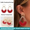 Raffia Hoop Earrings for Women Fun Boho Summer Beach Earrings Lightweight Handmade Straw Wicker Rattan Dangle Earrings Statement Geometric Round Drop Earrings - Image 170