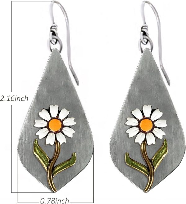Boho Earrings, Statement Earrings, Teardrop Sunflower Earrings, Dangle Ethnic Earrings for Women, Handmade Bohemian Trendy Boho Vintage Jewelry - Image 93