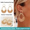 Raffia Hoop Earrings for Women Fun Boho Summer Beach Earrings Lightweight Handmade Straw Wicker Rattan Dangle Earrings Statement Geometric Round Drop Earrings - Image 175