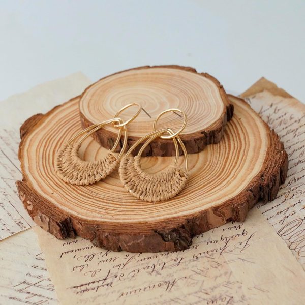 Raffia Hoop Earrings for Women Fun Boho Summer Beach Earrings Lightweight Handmade Straw Wicker Rattan Dangle Earrings Statement Geometric Round Drop Earrings - Image 176