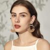 Raffia Hoop Earrings for Women Fun Boho Summer Beach Earrings Lightweight Handmade Straw Wicker Rattan Dangle Earrings Statement Geometric Round Drop Earrings - Image 183