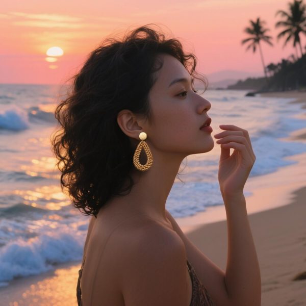 Raffia Hoop Earrings for Women Fun Boho Summer Beach Earrings Lightweight Handmade Straw Wicker Rattan Dangle Earrings Statement Geometric Round Drop Earrings - Image 194