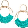 Raffia Hoop Earrings for Women Fun Boho Summer Beach Earrings Lightweight Handmade Straw Wicker Rattan Dangle Earrings Statement Geometric Round Drop Earrings - Image 196