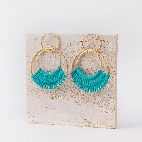 Raffia Hoop Earrings for Women Fun Boho Summer Beach Earrings Lightweight Handmade Straw Wicker Rattan Dangle Earrings Statement Geometric Round Drop Earrings - Image 199
