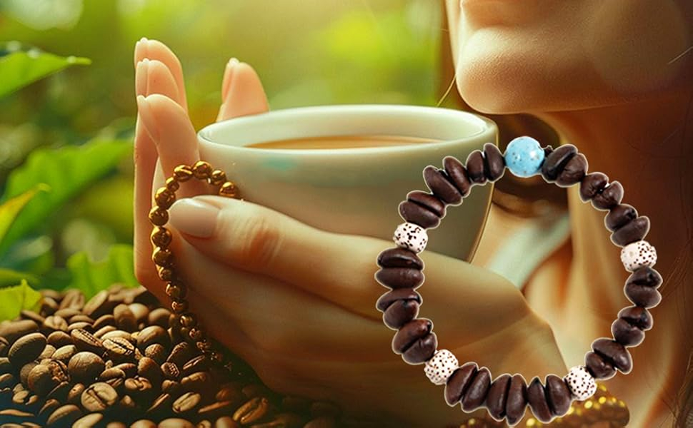 Coffee Bean bracelet Stretch Beaded Bracelet Handmade bracelet