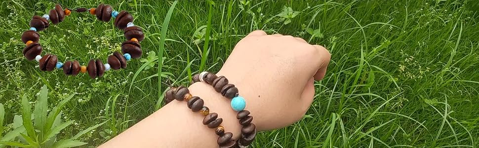 coffee bean bracelet coffee beads Stretch Bracelet Handcrafted Jewelry Unique Gift 